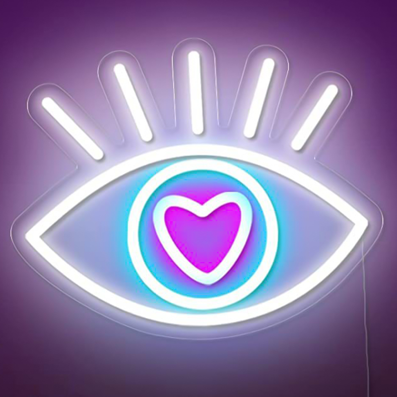 Неоновая настенная лампа Lucky Eye Neon Wall Lamp Белый Бирюзовый Розовый Прозрачный в Екатеринбурге | Loft Concept 