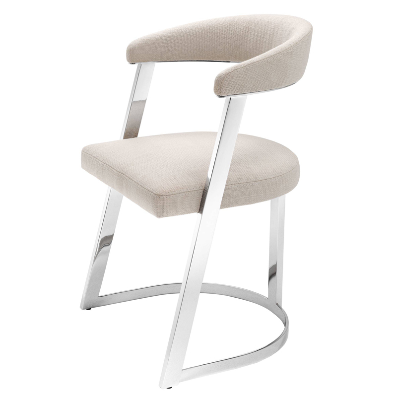 Стул Eichholtz Dining Chair Dexter Nickel Бежевый Никель в Екатеринбурге | Loft Concept 