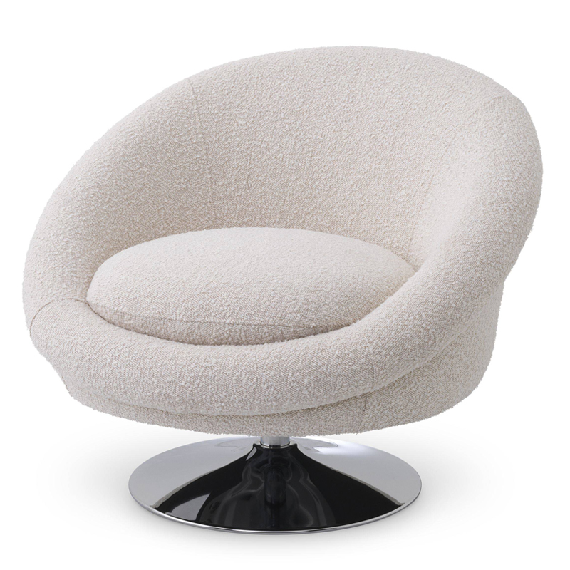 Кресло Eichholtz Swivel Chair Nemo cream Кремовый Никель в Екатеринбурге | Loft Concept 