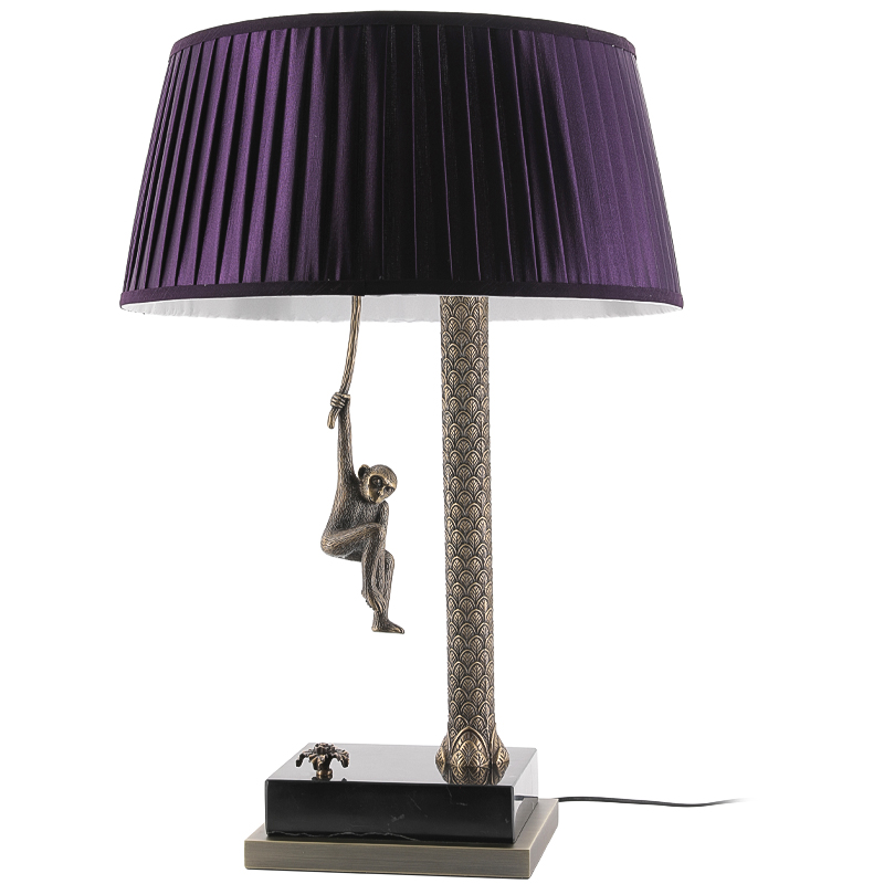 Настольная лампа Джунгли Table Lamp Jungle Purple Латунь Античная полированная Черный Мрамор Nero Пурпурно-фиолетовый в Екатеринбурге | Loft Concept 