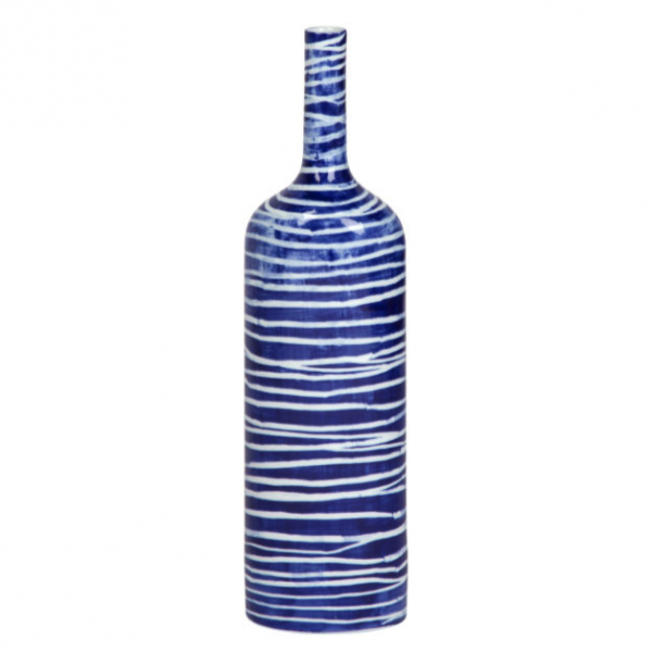 Ваза blue & white ornament Striped Bottle Синий Белый в Екатеринбурге | Loft Concept 