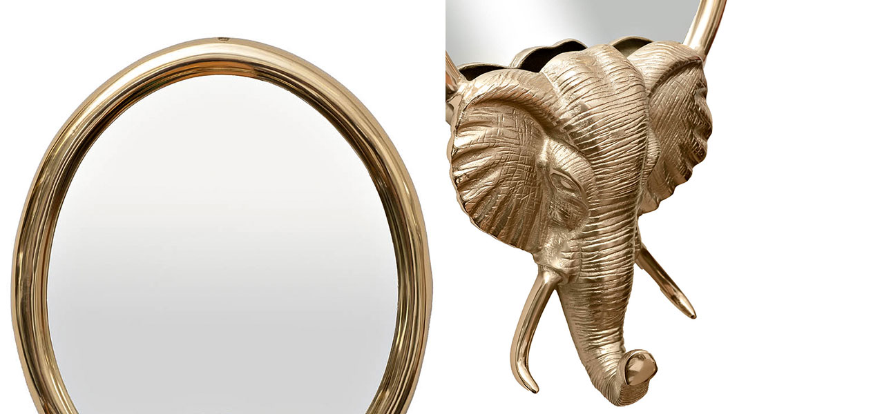 Зеркало с декором слона Gold Elephant - фото