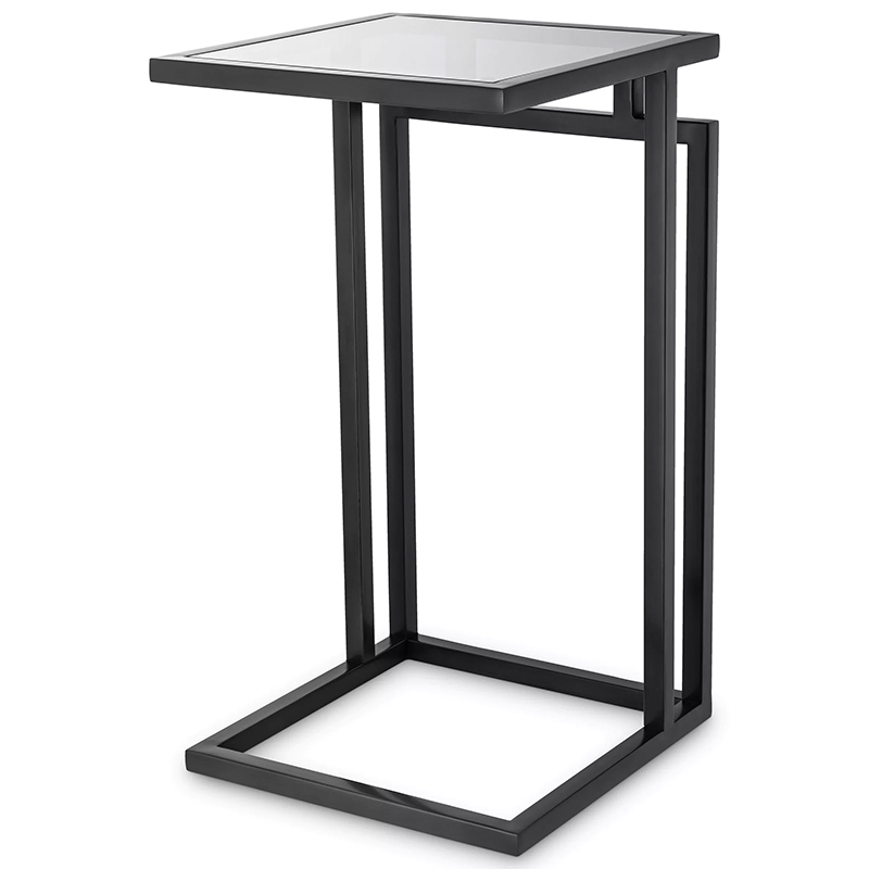 Приставной стол Eichholtz Side Table Marcus Black Черный Стекло Смок в Екатеринбурге | Loft Concept 