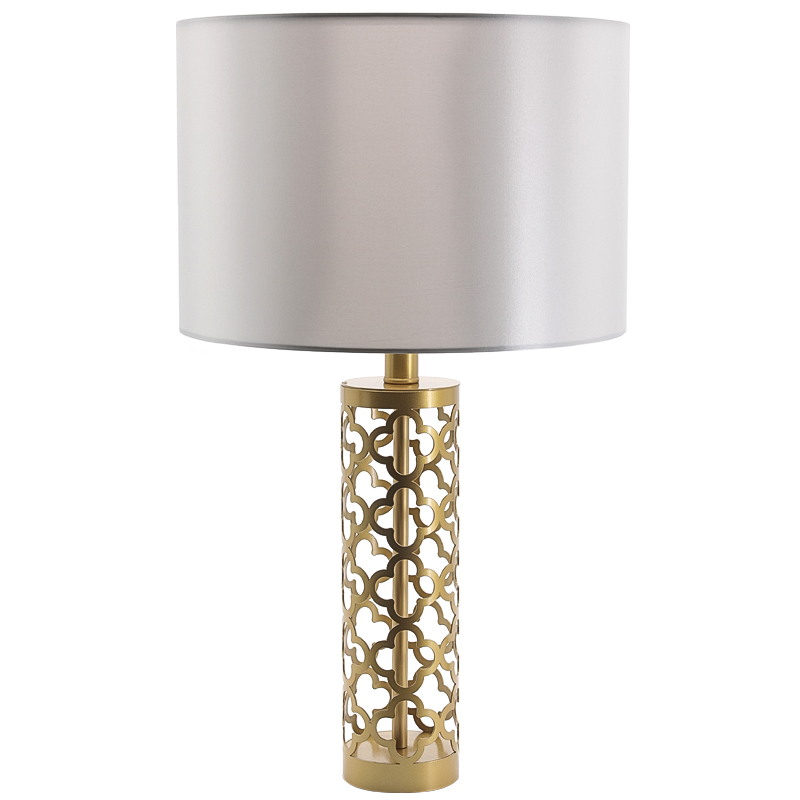 Настольная лампа Arabesque Quatrefoil Drum Table Lamp Золотой Серый в Екатеринбурге | Loft Concept 