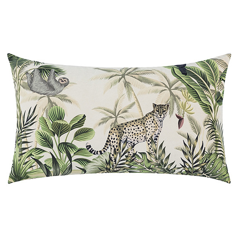 Декоративная подушка Rainforest Animals Cushion Бежевый Зеленый Серый в Екатеринбурге | Loft Concept 