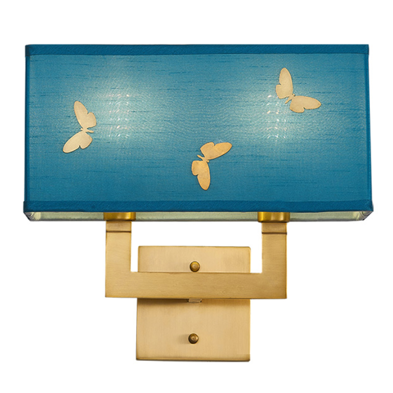 Бра с бабочками Butterflies Blue Background Wall Lamp 2 Латунь Бирюзовый в Екатеринбурге | Loft Concept 