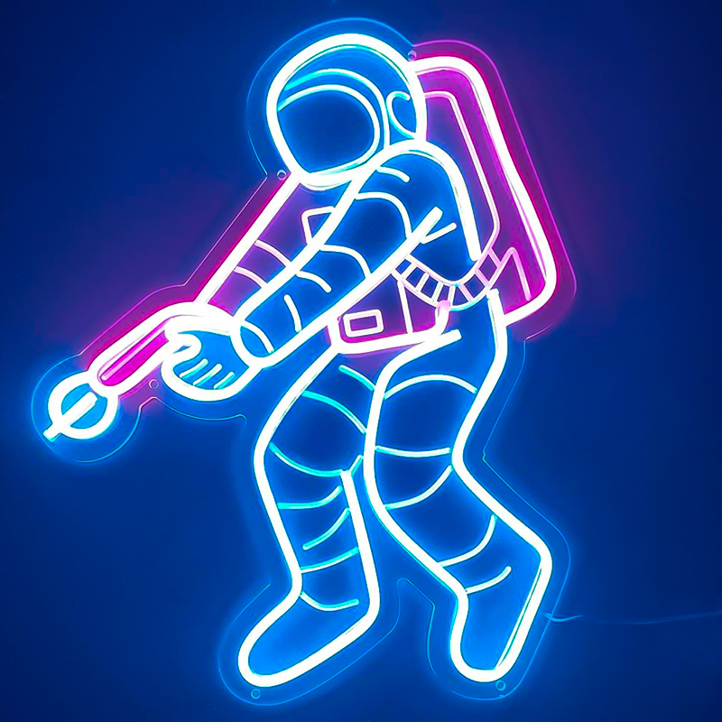 Неоновая настенная лампа Astronaut Neon Wall Lamp Синий Лиловый в Екатеринбурге | Loft Concept 