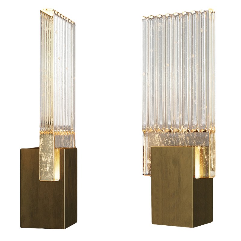 Бра PLEATED GLASS SCONCE Прозрачный (Transparent) Латунь в Екатеринбурге | Loft Concept 