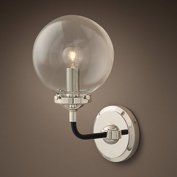 Бра Bistro Globe Clear Glass Single Sconce Nickel  в Екатеринбурге | Loft Concept 