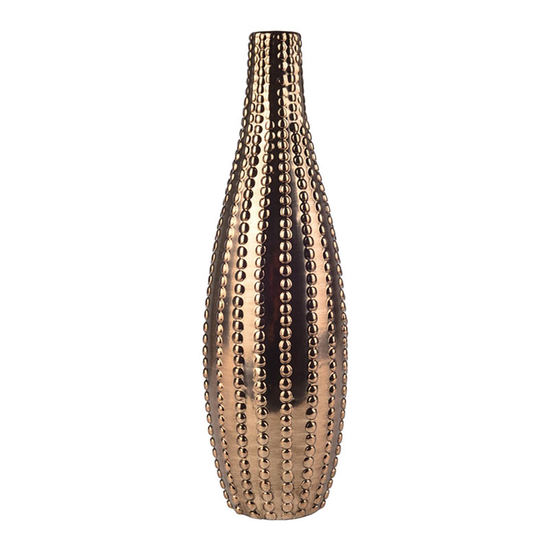 Ваза Ribbed Vase Narrow Throat bronze-gold 34  в Екатеринбурге | Loft Concept 