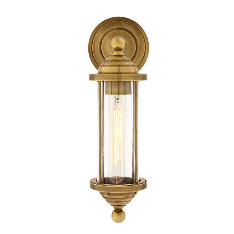 Бра Eichholtz Wall Lamp Clayton Brass Латунь Прозрачное Стекло в Екатеринбурге | Loft Concept 