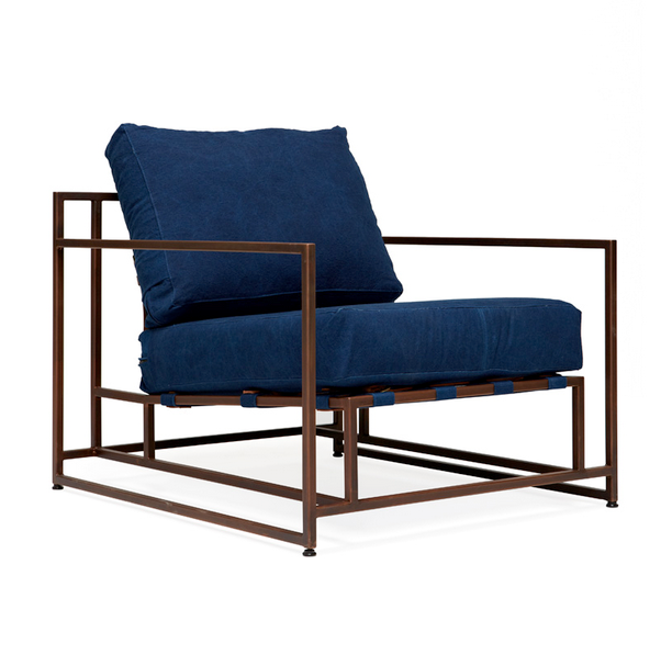 Кресло Kenn X Miller armchair Indigo and copper denim Индиго в Екатеринбурге | Loft Concept 