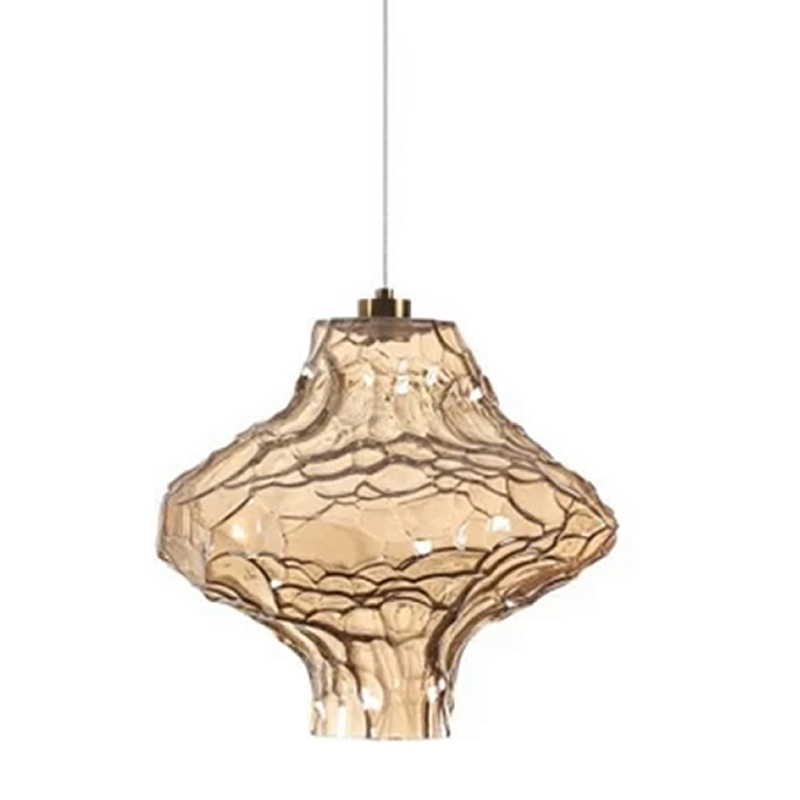 Подвесной светильник с плафоном из фактурного светло-янтарного стекла Light Ensemble Янтарный Бронза в Екатеринбурге | Loft Concept 
