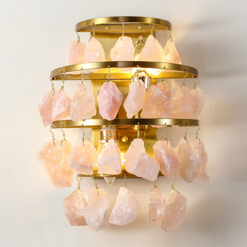 Hardis Pink stone Wall Lamp Латунь Дымчатая Роза в Екатеринбурге | Loft Concept 