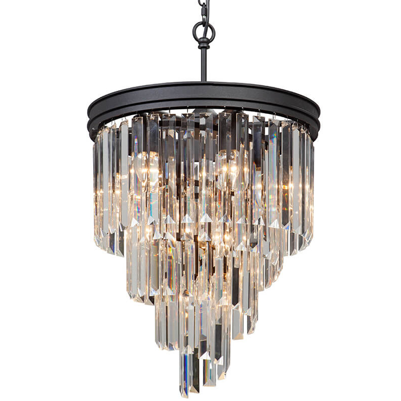 Люстра Odeon Chandelier Helix Black каскад прозрачное стекло  D 48 Прозрачное Стекло Черный матовый в Екатеринбурге | Loft Concept 