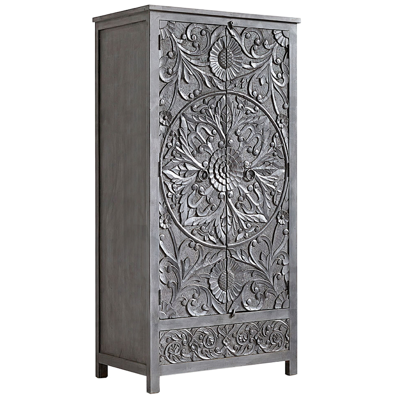 Шкаф Indian Antique White Furniture Cupboard Devan серый Серый в Екатеринбурге | Loft Concept 