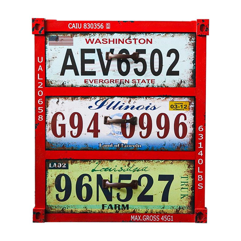 Тумба Car Plate Numbers Красный Мульти в Екатеринбурге | Loft Concept 