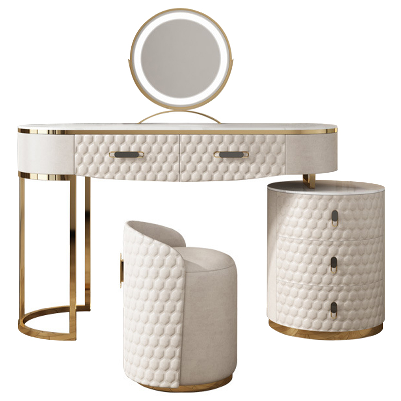 Трельяж Kathryn Bedroom Dressing Table White Белый Глянцевое золото Белый Мрамор Bianco в Екатеринбурге | Loft Concept 