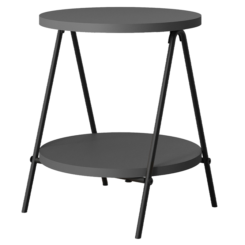 Стол приставной с 2-мя круглыми столешницами цвета антрацит ESSEL SIDE TABLE ANTHRACITE Антрацит Черный в Екатеринбурге | Loft Concept 