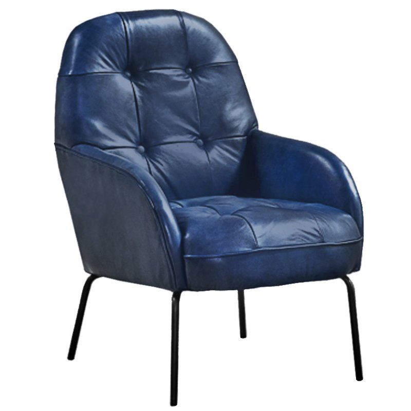 Кресло SHAPKIN LEATHER ARM CHAIR BLUE Синий Черный в Екатеринбурге | Loft Concept 