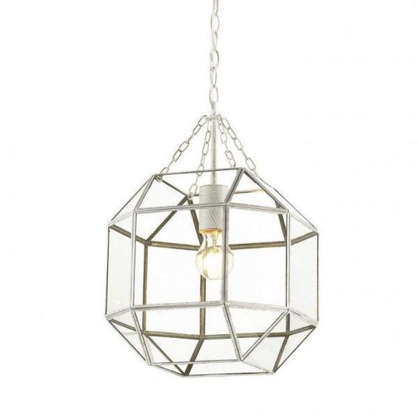 Подвесной светильник Glass & Metal Cage Pendant White Белый в Екатеринбурге | Loft Concept 