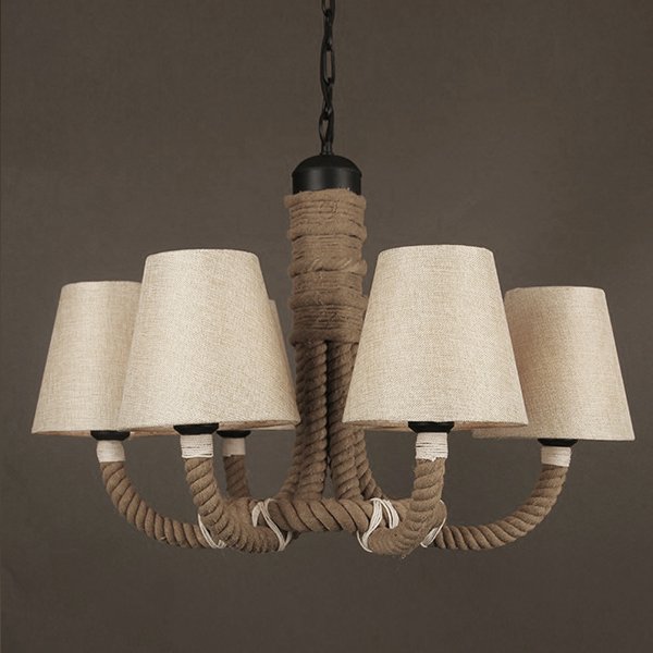 Люстра Rattan Chandelier Loft Rope Light Черный в Екатеринбурге | Loft Concept 