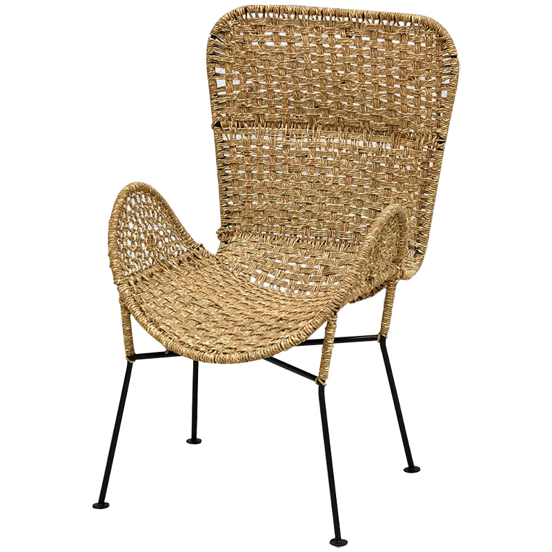 Плетеный стул на металлических ножках Tong Wicker Chair Коричневый Черный в Екатеринбурге | Loft Concept 