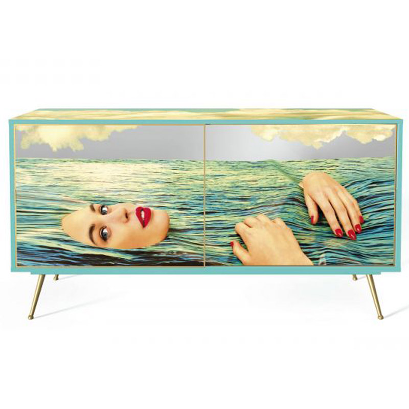 Комод Seletti Cabinet Sliding Door Sea Girl Мульти Золотой Шампань в Екатеринбурге | Loft Concept 