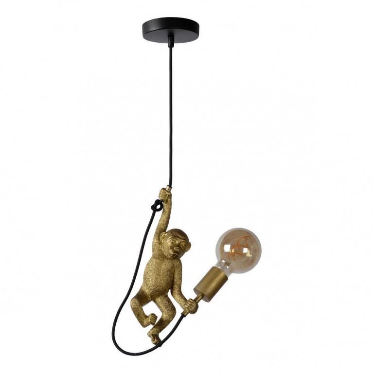 Подвесной светильник Monkey holding a light bulb Черный Золотой в Екатеринбурге | Loft Concept 