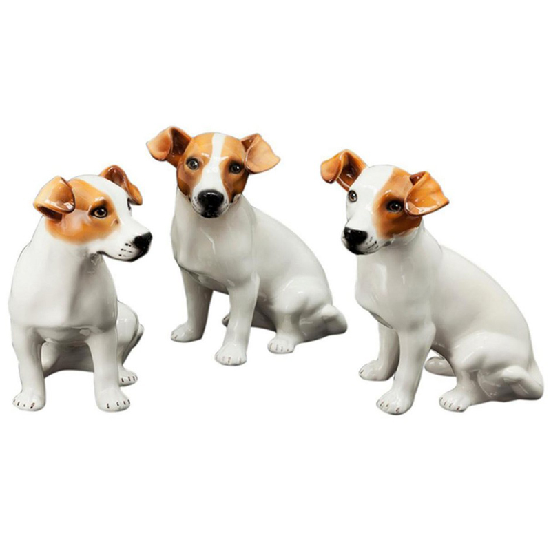 Статуэтки Abhika Jack Russel Set 3 Pcs Белый Коричневый в Екатеринбурге | Loft Concept 