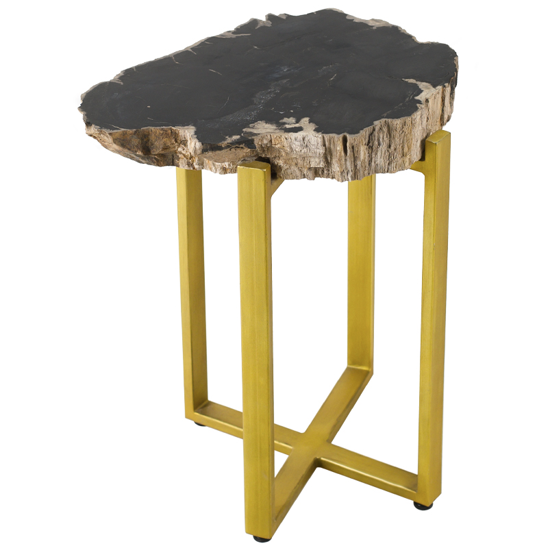 PETRIFIED WOOD COFFEETABLE GOLD S Окаменелое дерево Золотой Бежевый Черный в Екатеринбурге | Loft Concept 