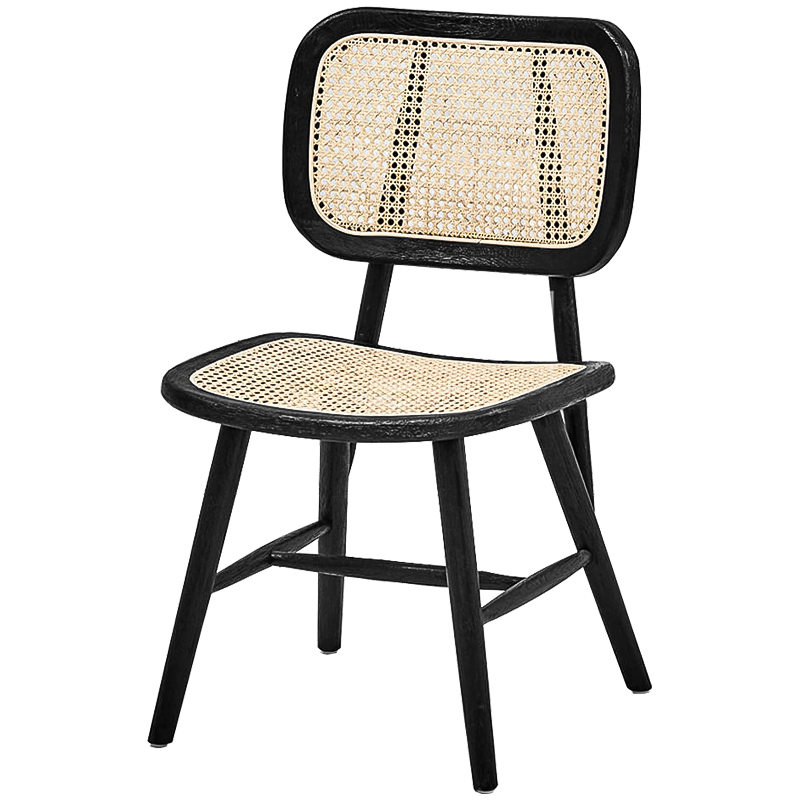 Стул Stiana Rattan Stool Черный Бежевый в Екатеринбурге | Loft Concept 