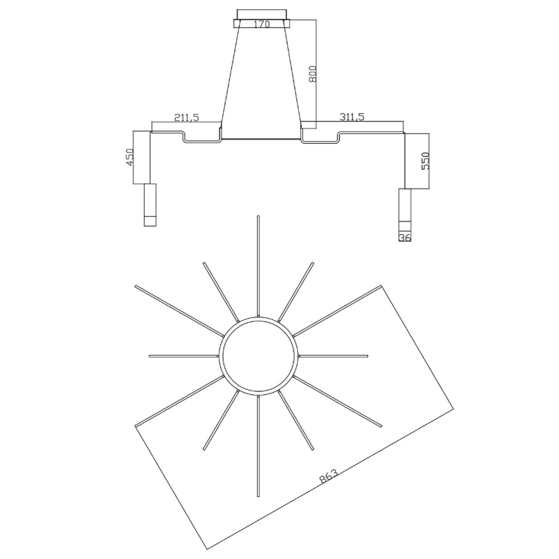 Wireflow LED White Suspension lam 12 патронов в Екатеринбурге