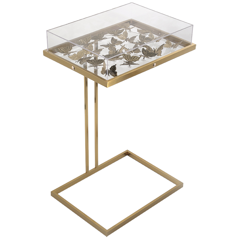 Стол Tommy Mitchell  Butterfly side table Прозрачный Латунь в Екатеринбурге | Loft Concept 