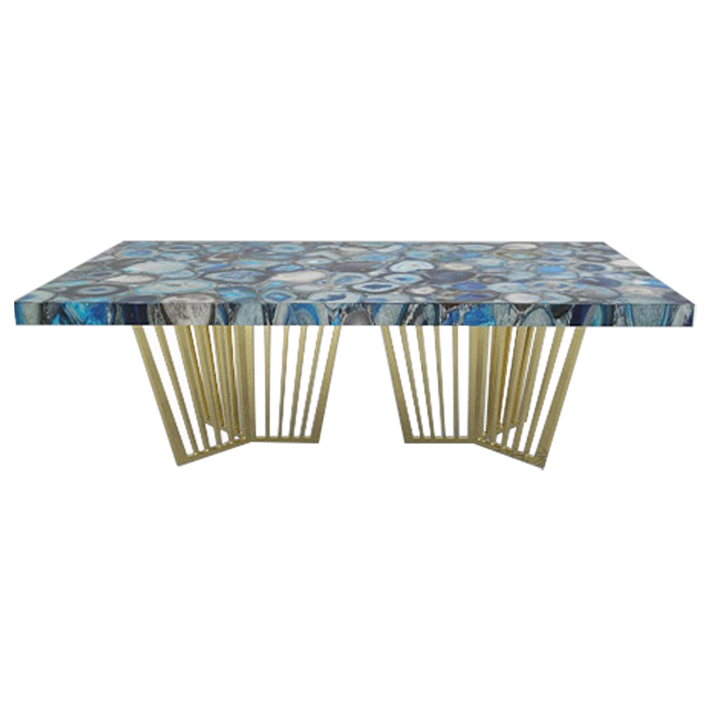 Обеденный стол Agate Design Blue Dining Table Синий Золотой в Екатеринбурге | Loft Concept 