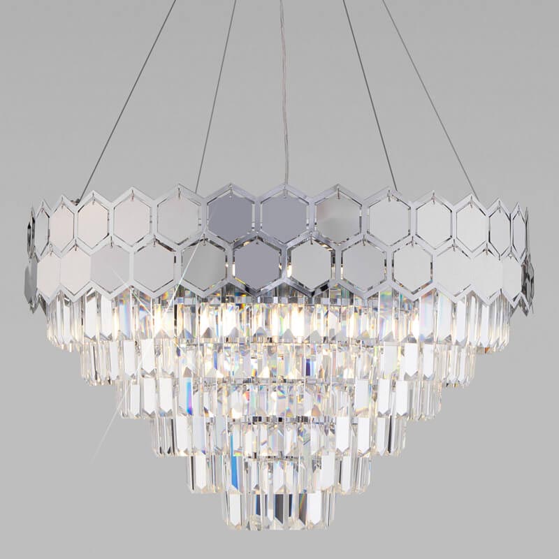 Люстра Hanging Hexagon Moira Chandelier chrome Прозрачный (Transparent) Хром в Екатеринбурге | Loft Concept 