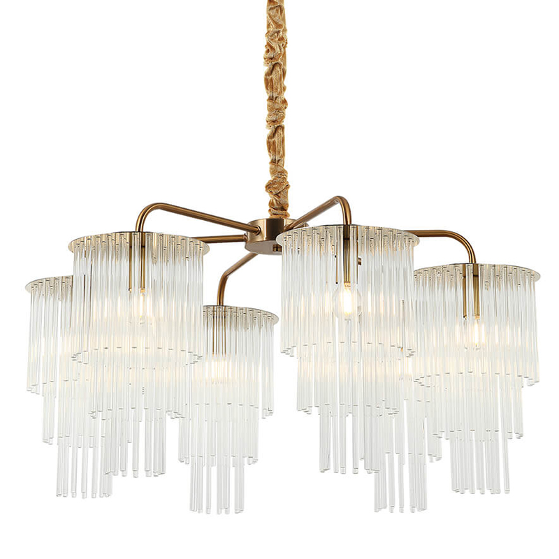 Люстра Harrison Chandelier gold 6 lamp Глянцевое золото Прозрачный в Екатеринбурге | Loft Concept 