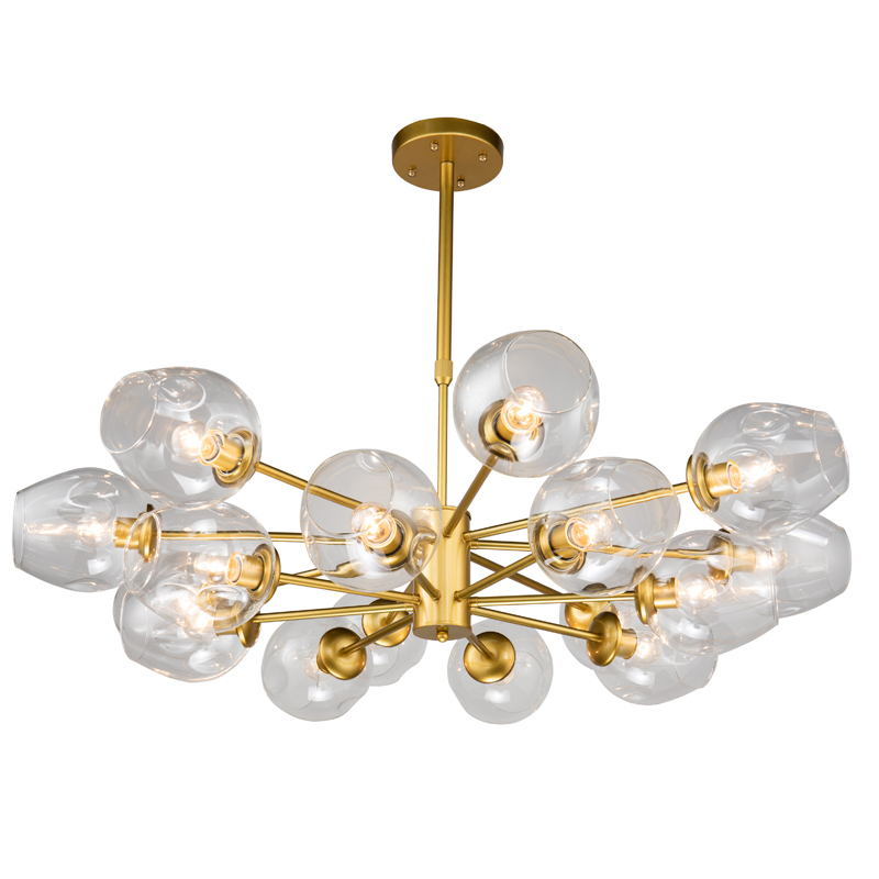 Люстра Branching Bubble Chandelier gold 16 Глянцевое золото Прозрачный в Екатеринбурге | Loft Concept 