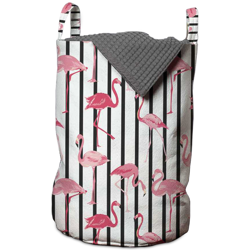 Корзина Flamingo Stripes Basket Черно-белый Розовый пастельный в Екатеринбурге | Loft Concept 