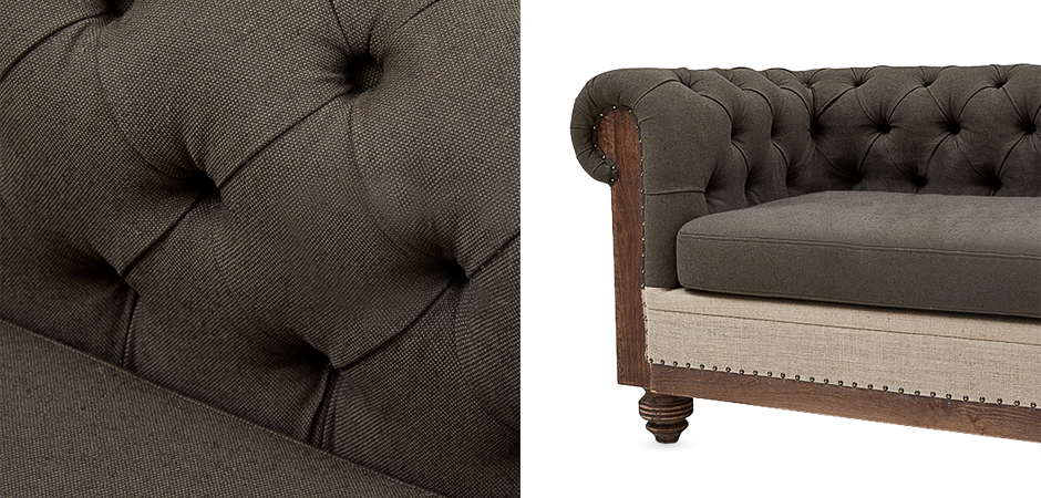 Диван Deconstructed Chesterfield Sofa triple Linen Brown - Loft-Concept в Екатеринбурге