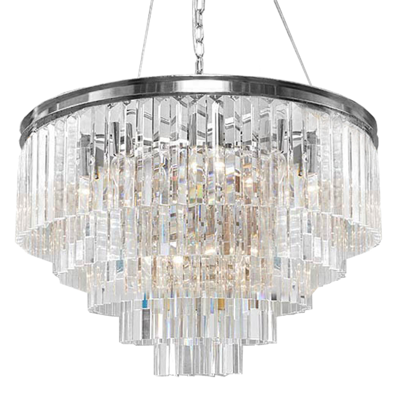 Люстра RH Odeon Chandelier Five Silver 80 Прозрачное Стекло Серебряный в Екатеринбурге | Loft Concept 