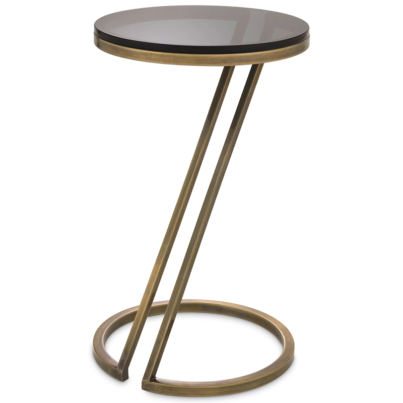 Приставной стол Eichholtz Side Table Falcone Brass Латунь Стекло Смок в Екатеринбурге | Loft Concept 