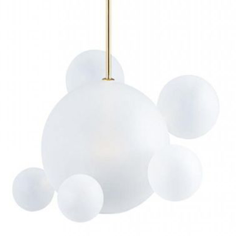 Светильник Giopato & Coombes Bollr Pendant 6 BUBBLE LAMP матовое белое стекло Белый Золотой в Екатеринбурге | Loft Concept 