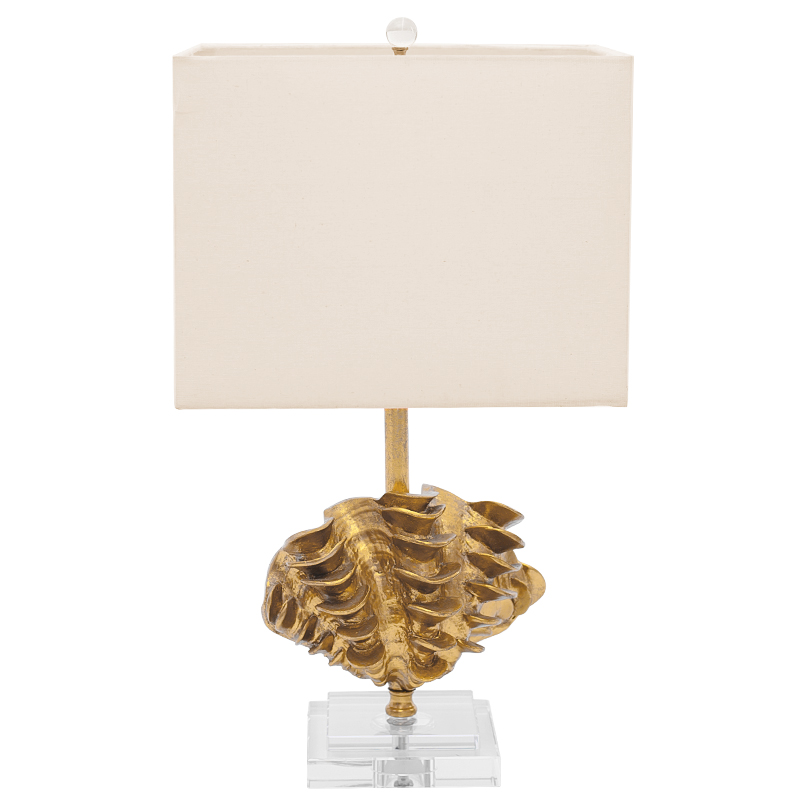 Настольная лампа Golden Shell Table Lamp с абажуром Белый Золотой Прозрачный Бежевый в Екатеринбурге | Loft Concept 