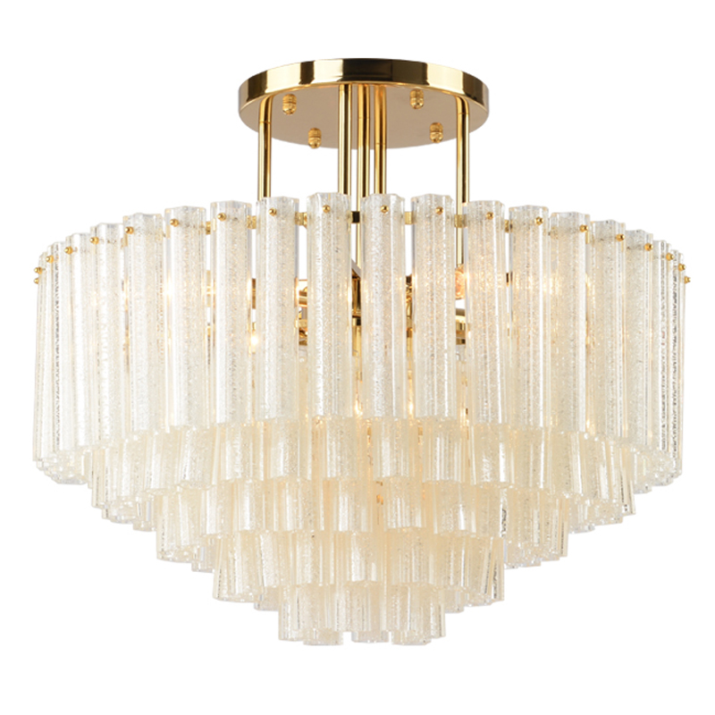 Люстра потолочная на штанге Textured Glass Chandelier Золотой Прозрачное Стекло в Екатеринбурге | Loft Concept 