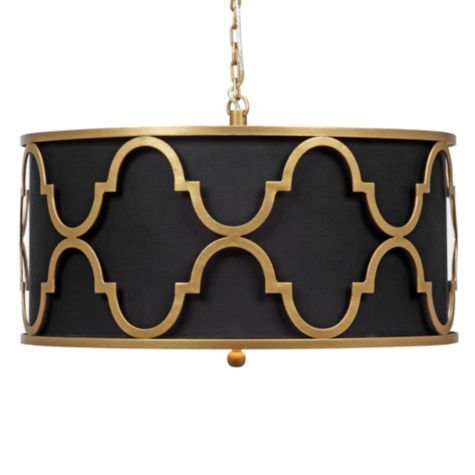 Люстра Black Shade Gold Quatrefoil Overlay Drum Pendant Черный в Екатеринбурге | Loft Concept 