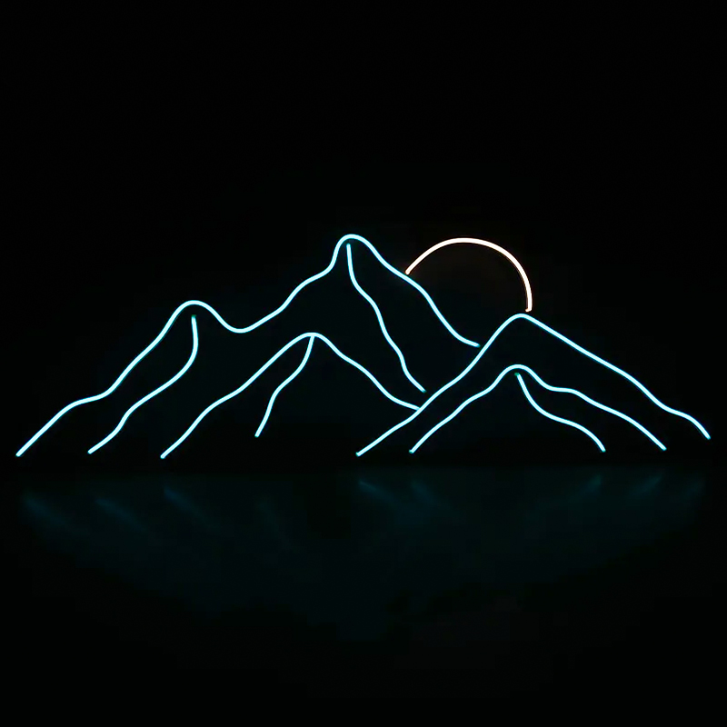 Неоновая настенная лампа Mountains Neon Wall Lamp Прозрачный Бирюзовый Оранжевый в Екатеринбурге | Loft Concept 