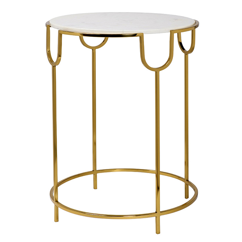 Приставной стол Bettina Side Table Глянцевое золото Белый Мрамор Bianco в Екатеринбурге | Loft Concept 