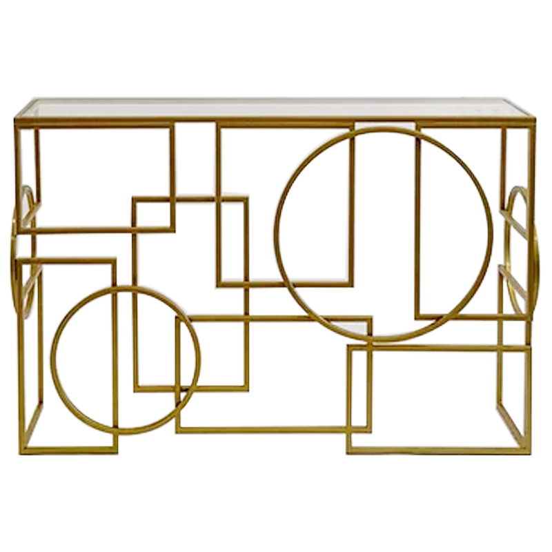 Консоль Geometric Figures Gold Console Золотой Прозрачное Стекло в Екатеринбурге | Loft Concept 