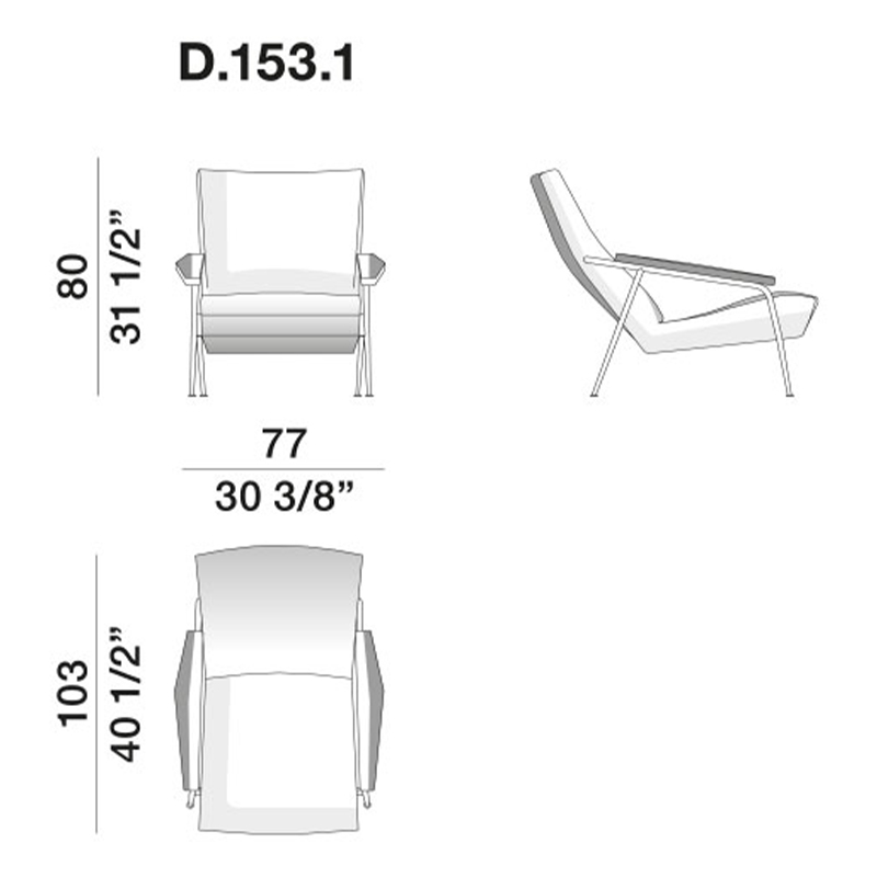 Дизайнерское кресло с подлокотниками Gio Ponti D.153.1 Armchair в Екатеринбурге